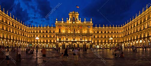 Historical Plaza Mayor at Night, Salamanca