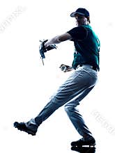 Man baseball player silhouette isolated