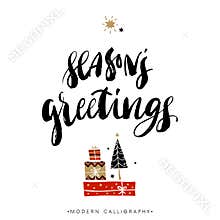 Seasons greetings. Christmas calligraphy.