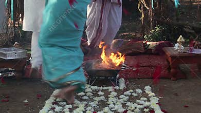 Bride and groom on Indian wedding ceremony