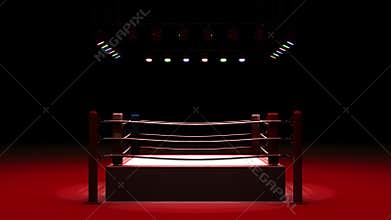 Boxing Ring On Red Light