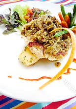 Fish dish in Bali cafe