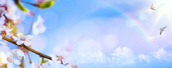 Art Spring flower background; Easter landscape