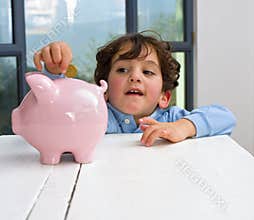Boy piggy bank