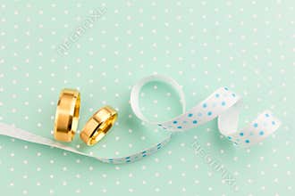 Elegant Wedding background - Two Wedding rings with ribbon
