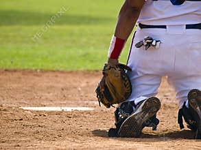 Baseball Catcher waiting for the ball
