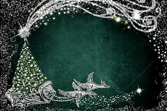 Christmas greeting card . Santa Claus sleigh