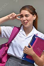 Goofy Catholic Colombian Person Wearing Uniform With Books
