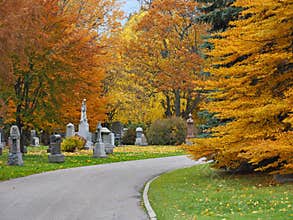 Cemetery with fall colors