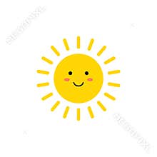 Sun - vector icon. Cute yellow sun with smiling face. Emoji. Summer emoticon. Vector illustration