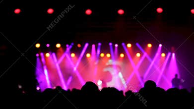 Beautiful lights on the stage at a live music concert hall
