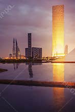 Modern architecture of Manama at night
