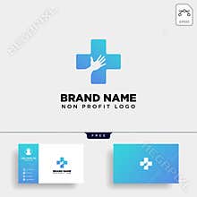 cross hand medical health care logo template illustration