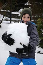 Boy, happy in snow,