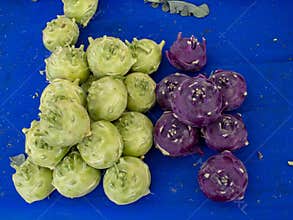 Fresh kohlrabi vegetable on the market for healthy eating