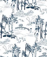 Bamboo vector japanese pattern brige mountains seamless pattern