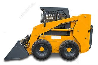 Yellow mini wheel excavator