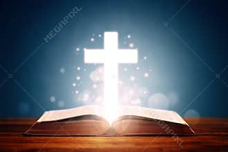 Holy bible with cross
