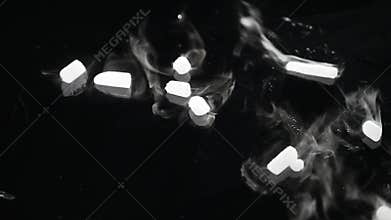 Dry ice smoking, sublimation of dry ice