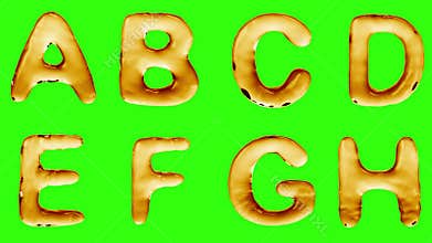 Alphabet from oil isolated on a green background.