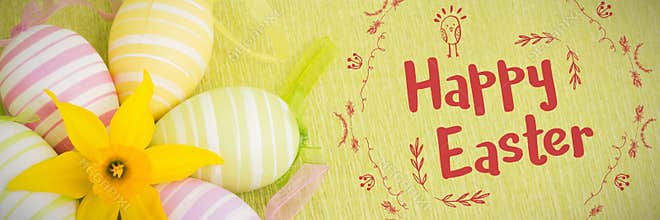 Composite image of happy easter red logo against a white background