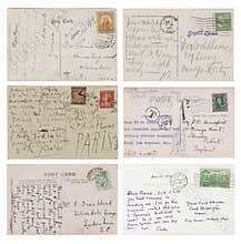 Six antique handwritten Postcards