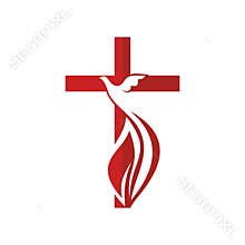 Church logo. Cross and dove, symbol of the Holy Spirit