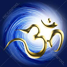 Golden Religious symbol - Hinduist Sound Om Aum