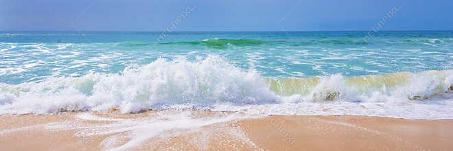 Atlantic ocean, view of waves on the beach