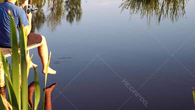 Man fishing in the pond