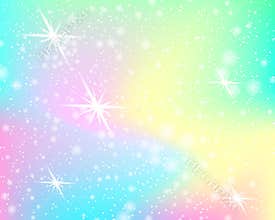 Unicorn rainbow background. Mermaid pattern in princess colors. Fantasy colorful backdrop with rainbow mesh