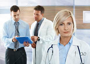 Doctors on hospital corridor