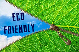 Eco friendly word under zipper leaf