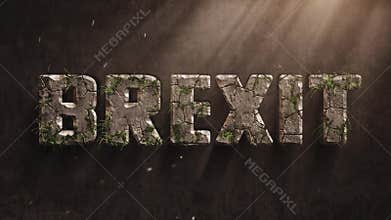 Brexit animation letters that age quickly and where moss and grass grows, postponement, delay concept