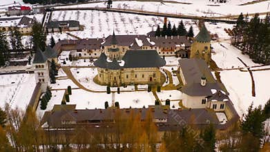 Aerial view of Putna medieval orthodox monastery