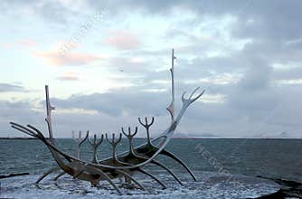 Beautiful Solfar sculpture Sun Voyager in Reykjavik