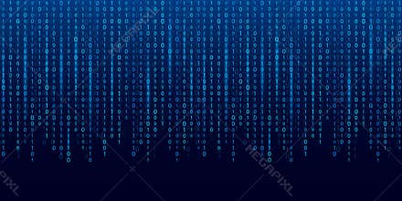 Creative illustration of stream of binary code. Computer matrix background art design. Digits on screen. Abstract concept graphic