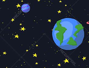 Horizontal scroll space galaxy animation