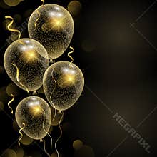 Celebration background with glittery gold balloons
