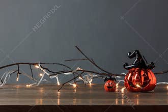 Accessories of decorations Happy Halloween festival background concept.