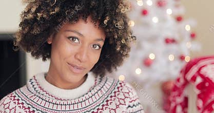 Pretty young African woman with an afro hairstyle