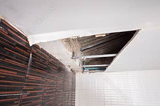 Repairing a water leak damaged ceiling