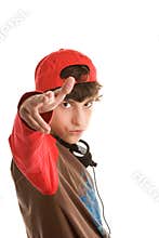 Boy shooting from fingers