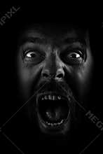 Scream of spooky scared crazy man