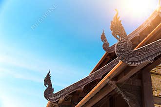 Ancient Thai Temple Arts Architecture Naga wood