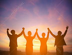 Silhouette of success business team concept