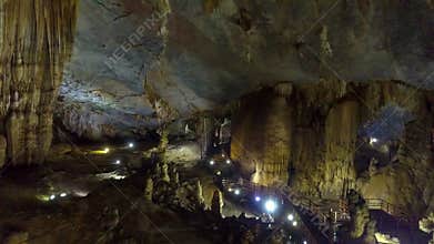 Magnificent and magical structures of karst cave hall