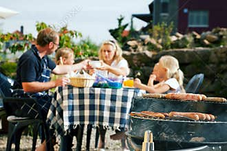 Family having a barbecue party