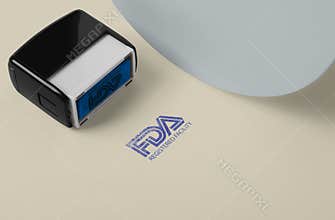 FDA approved simple pressing rectangle stamp logo on paper  for Pharmaceuticals companies.