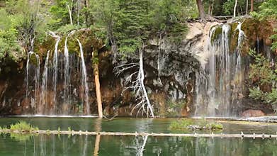 Hanging Lake near Loveland Colorado with a double waterfall